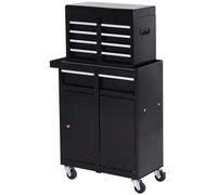 Steel 4-Drawer Duo-Door Rolling Tool Cabinet Tool Chest On Wheels Black
