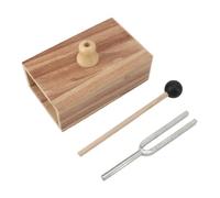 Steel Acoustic Tuning Fork Set with Wooden Resonator Box and Rubber Hammer - 512 Hz Frequency Instrument for Sound Interference Experiments and Wave Conduction Studies