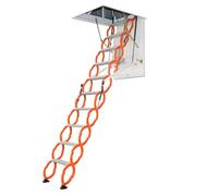 Steel Alloy Access Ladder, Pull Down Attic Stair with Anti-Slip Steps, Folding Loft Staircase for Living Room, Courtyard, Underground Garage