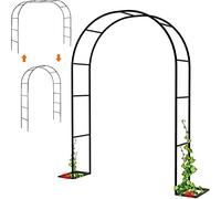 Steel Arch, Wedding Arch for Climbing Plants, 2M-4M Adjustable Trellis, Wisteria Support, Black Flower Arch for Roses, 3.5x2.8m Size