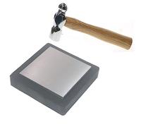 Steel Bench Block Flat Anvil Jewelers Tool with Rubber Block and Stamping Hammer for Jewelry Repairing, Metal Stamping, Work Surface Tool