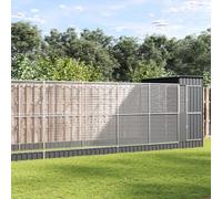 Steel Bird Aviary with Extension Silver 623x203x216 cm | Galvanised steel frame,steel mesh grid,lockable hinged door,for rabbits ducks chickens geese
