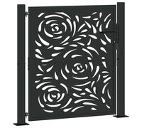 vidaXL Garden Gate – Steel Flame Design – Black – 105x106 cm – Lockable