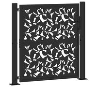 vidaXL Garden Gate Steel Leaf Design – Black, Lockable Decorative Metal – 105x106 cm