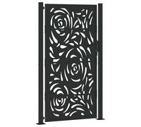 vidaXL Garden Gate - Laser-Cut Steel with Flame Design - Black 105x180cm - Outdoor Patio Entry