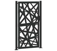 vidaxl - black steel garden gate - 105x180 cm - lockable patio/fence entry - laser-cut design - weather resistant - easy assembly