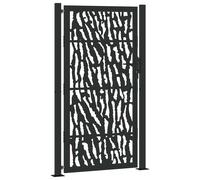 vidaXL Garden Gate Black 105x180 cm - Steel Outdoor Security Entry Gate with Laser-Cut Design for Garden/Patio - Lockable with 3 Keys - Easy Assembly