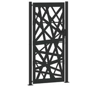 vidaXL garden gate black steel 105x205 cm - elegant laser design, weather resistant, lockable with keys, easy assembly for garden/patio security