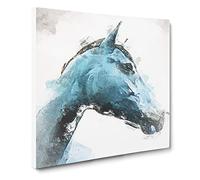 Steel Blue Horse Canvas Print | Gallery Wrapped 30mm Frame Wall Art | 20x20 inches | Ready to Hang | Abstract Animals Picture | Living Room Bedroom Lounge Office
