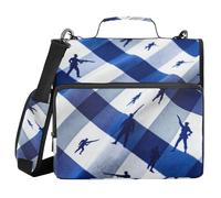 Steel Blue Plaid with Minuteman Elements 3 Rings 3.8 cm Zipper Organizer with Belt Multiple Pockets Binder for High School Students