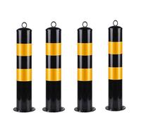 Steel Bollard Safety Post for Traffic Control - Reflective Tape Metal Barrier for Parking - Single Unit