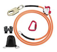 Steel Cable Core Flip Line Set with Triple Lock Carabiner, Adjustable Lanyard for Minimum Stretch in Fall Protection, Tree Care and Climbing (16 mm x 3.6 m)