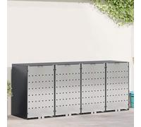 Steel Cart Bin for 4 Containers 272 x 77.5 x 115.5 cm, Expandable with Ventilation, Magnetic Doors, Gas Pressure Lid, Garden Patio Outdoor