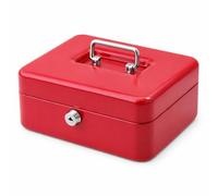 Steel Cash Box with Lock & 2 Keys | Petty Cash Money Box Tin | Secure Coin & Note Storage | Home, Office, Retail & Events | 4”, 6” & 8” Sizes | Assorted Colours (RED, 4 INCH)