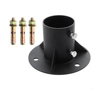 Steel Chain Link Fence Post Base Flange for Lamp Mailbox & Cylindrical Posts - 65mm/78mm Inner Diameter, Black, Heavy-Duty Round Floor Mount with Expansion Bolts(78MM)