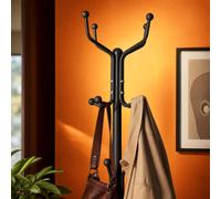 Steel Coat Rack Free-Standing Clothes Hat Umbrella Hanger Tree Stand 12 Hooks
