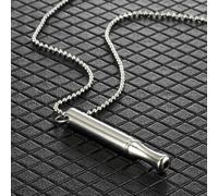 (Steel Color) Breathing Whistle Necklace, Stop Smoking Necklace Stress Anxiety Relief Mindful Meditation Necklace