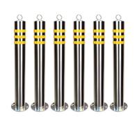 Steel Construction Bollard Post - High Visibility Yellow Parking Barrier with Reflective Strip and Hanging Ring, for Traffic Control Driveway Safety(29.5 * 3in(6pcs))