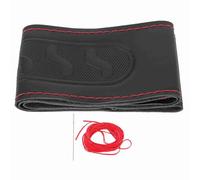 Steel Cover, DIY Stitch on Leather Wrap, 3D Non Slip Grip, Fits 15in Stee Wheel for (Red)