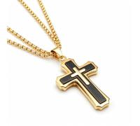 Steel Cross Pendant Gothic Black Gold Titanium Fashion Accessory Badge | Eye-Catching Black Gold Two-Tone Finish, Versatile Color Match with Any Outfit, Perfect for Daily Wear or Special Occasions.