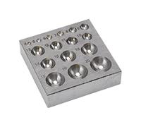 Steel Dapping Block Metal Forming Tool, Semi Circular 16 Hole Sizes - Durable Hardened Steel, Accurate Doming for Jewellers and Metal Shaping Kit