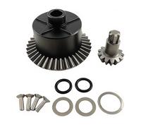 Steel Differential Gear Set, 37T Main Gear & 13T Input Gear for Arrma 1/10 Big Rock, Granite, Vorteks, Senton 3S BLX, Kraton/Outcast 4S BLX, 1/8 Typhon/Infraction 3S, Replaces AR310872 (Black)