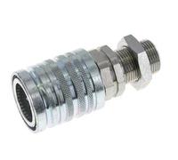 Steel DN 12.5 Hydraulic Coupling Socket 15 mm L Compression Ring Bulkhead ISO 7241-1 A/8434-1 D 20.5mm