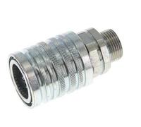 Steel DN 12.5 Hydraulic Coupling Socket 15 mm L Compression Ring ISO 7241-1 A/8434-1 D 20.5mm