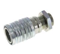 Steel DN 12.5 Hydraulic Coupling Socket 18 mm L Compression Ring Bulkhead ISO 7241-1 A/8434-1 D 20.5mm
