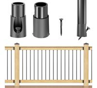 Steel DN Mate 100Pcs Baluster Connectors for 3/4" OD Round Balusters, Black Staircase Baluster Adapter with Screws, Durable Round Railing Connectors for Hollow Round Aluminum Metal Balusters