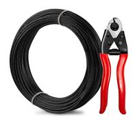 Steel DN Mate 150ft Black Wire Rope 1/8" T316L Marine Grade Stainless Steel Cable 7 x 7 Strands for Stair Fence Deck Cable Railing System, with Heavy Duty Wire Cutter BW22