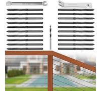 Steel DN Mate 20 Packs T316 Stainless Steel Left&Right Handed Thread Swage Lag Screws Black for Wood Post of 1/8" Cable Railing Kit, Deck Railing/Stair Railing, DIY Baluster Hardware, Wrench Included