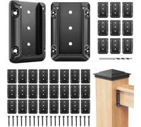 Steel DN Mate 6 PCS Deck Railing Bracket Connectors for 2x4 (Actual 1.5”x3.5”) Wood Post to Handrail Connection, Stair Railing Connectors with Coated Wood Screws,Drill Bit, Fence Railing Brackets