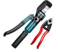 Steel DN Mate Hydraulic Crimping Tool/Hydraulic Crimper with Cable Cuttter for Stainless Steel Cable Railing Hardware,Battery Cable Crimping Tool for Size 1/8", 5/32" to 3/16" DC02