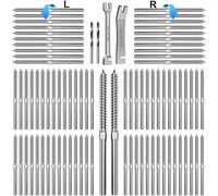 Steel DN Mate T316 Stainless Steel Right&Left Handed Thread Swage Lag Screws for Wood Post of 1/8" Cable Railing Kit, Deck Railing Hardware/Stair Deck Railing,DIY Wood Baluster Kit, 50 Pairs 100 Packs