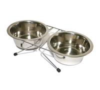 Rosewood Steel Double Diner Cat Bowls, Small