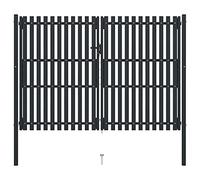 Steel Double Door Fence Gate - Durable Metal Barrier for Outdoor Spaces Yard Patio Entryway - 120.5"x98.4" Anthracite - Secure Your Property Today!