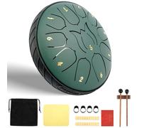 Steel Drum 6inch 11 Notes Tongue Drum Handpan Drum Chakra Rain Drum Preschool Activities Drum Instrument Metal Meditation Drum Sound Healing Tank Drum for Yoga Musical Education(Green)