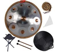 Steel Drum Handpan 22 Inches Adults Hand Pan Drum D Minor Kurd 432/440Hz 9/10/12 Notes Hand Pan Drums Instrument with Soft Bag, Mallets, Stand(432HZ/10Note)