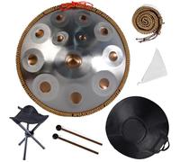 Steel Drum Handpan 22 Inches Adults Hand Pan Drum D Minor Kurd 432/440Hz 9/10/12 Notes Hand Pan Drums Instrument with Soft Bag, Mallets, Stand(432HZ/12Note)