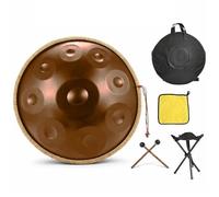 Steel Drum Handpan Instrument Set for Beginners Adults, 432Hz 440Hz 9 10 12 Notes D Minor, Hand-Tuned Harmonic Percussion for Backyard Jamming Gifts(Gold,440HZ/9Note)