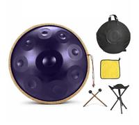 Steel Drum Handpan Instrument Set for Beginners Adults, 432Hz 440Hz 9 10 12 Notes D Minor, Hand-Tuned Harmonic Percussion for Backyard Jamming Gifts(Deep purple,440HZ/9Note)