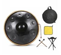 Steel Drum Handpan Instrument Set for Beginners Adults, 432Hz 440Hz 9 10 12 Notes D Minor, Hand-Tuned Harmonic Percussion for Backyard Jamming Gifts(Black,432HZ/10Note)