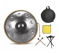 Steel Drum Handpan Instrument Set for Beginners Adults, 432Hz 440Hz 9 10 12 Notes D Minor, Hand-Tuned Harmonic Percussion for Backyard Jamming Gifts(Silver,440HZ/12Note)