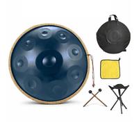 Steel Drum Handpan Instrument Set for Beginners Adults, 432Hz 440Hz 9 10 12 Notes D Minor, Hand-Tuned Harmonic Percussion for Backyard Jamming Gifts(Blue,440HZ/10Note)