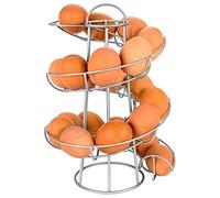Steel Egg Skelter Dispenser Rack,Spiral Egg Holder, Save space, Egg Display Holder, Wire Chicken Egg Storage Organizer,Egg Basket for Countertop Kitchen (Silver)