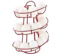 Steel Egg Skelter Dispenser Rack,Spiral Egg Holder, Save space, Egg Display Holder, Wire Chicken Egg Storage Organizer,Egg Basket for Countertop Kitchen (Red)