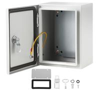 Steel Electrical Box, Electrical Junction Box with Secure Lock-and-Key System & High-Strength Hinges, Weatherproof Electrical Enclosure Box with Sturdy Mounting Plate, for Indoor Outdoor Application