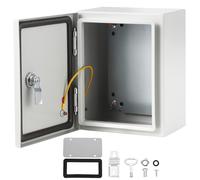 Steel Electrical Box, Electrical Junction Box with Secure Lock-and-Key System & High-Strength Hinges, Weatherproof Electrical Enclosure Box with Sturdy Mounting Plate, for Indoor Outdoor Application