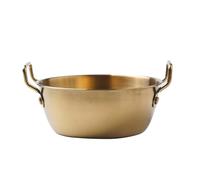 Steel Feeding Bowls - Handle Table Bowl, Golden Dining Bowl, 6.89 x 5.79 x 1.97 Inch Instant with Handle, Dessert Rice Serving Dish, Cooking Cover in the Home, Kitchen Light for Daily Use